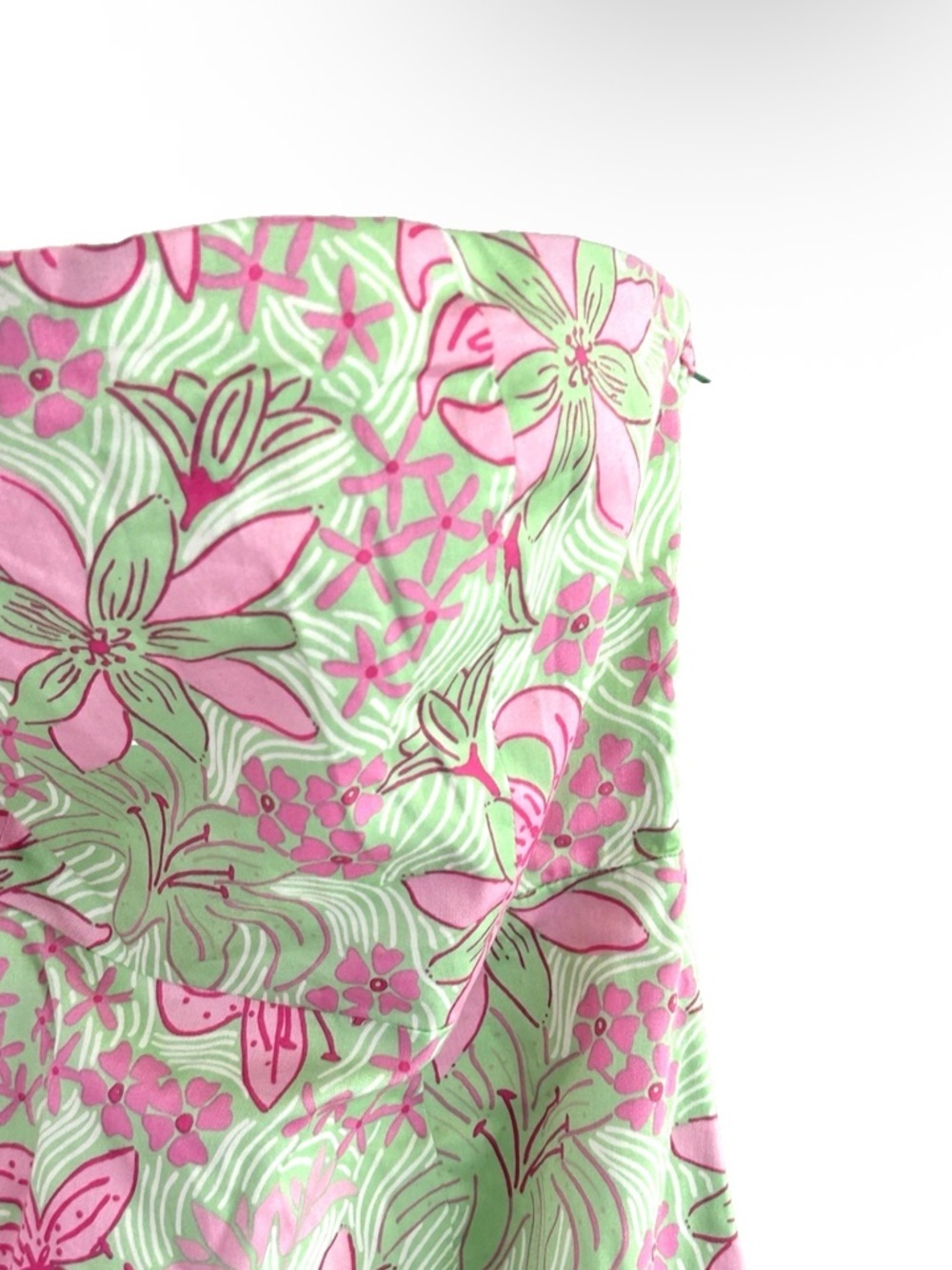 Lilly Pulitzer | Corrina Dress Size 6 Green Clover Strapless Cotton - Picture 4 of 14